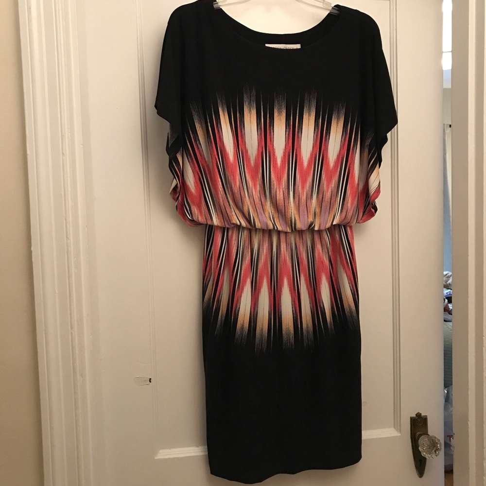 Black + Pink Maggy London Draped Blouson Dress